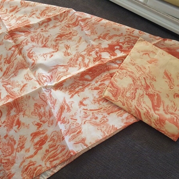 Hand Marbled Fabric Scarf Pinky Peach Coloured - Picture 1 of 3